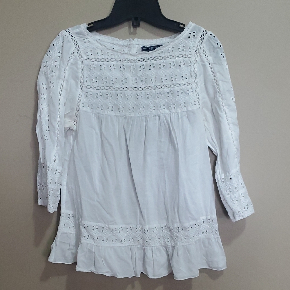 Gap White Eyelet Blouse Size Small